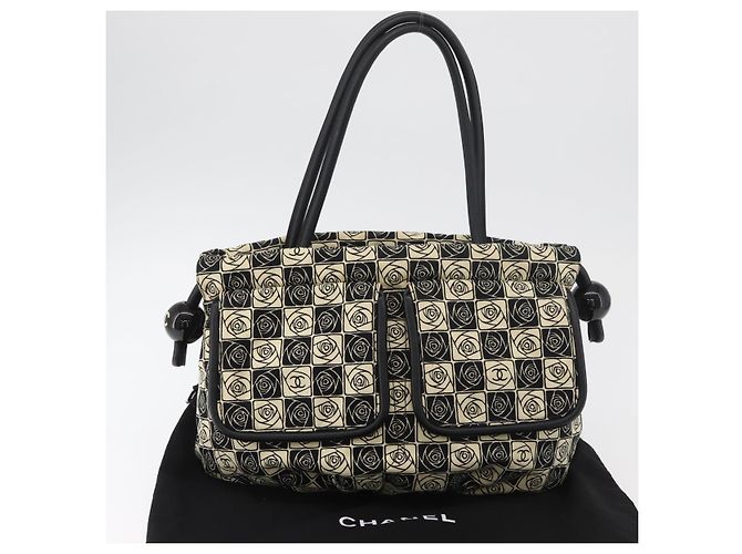 CHANEL Camelia Tote Bag Canvas Black Silver CC - vista 12