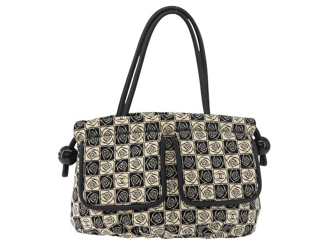 CHANEL Camelia Tote Bag Canvas Black Silver CC - vista 13