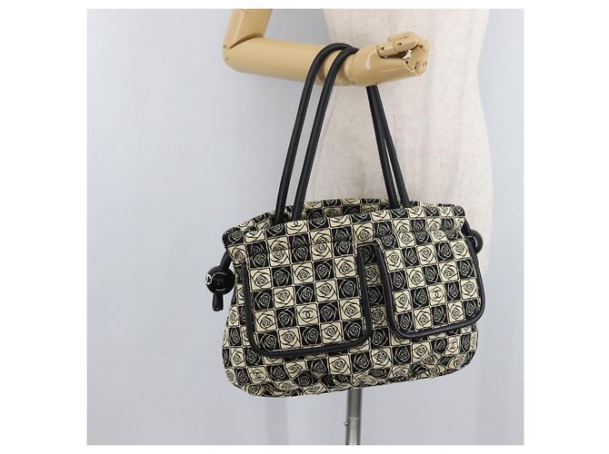 CHANEL Camelia Tote Bag Canvas Black Silver CC - vista 25