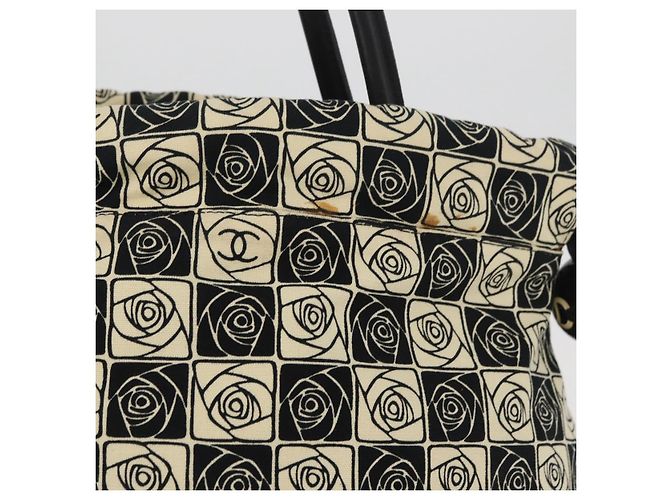 CHANEL Camelia Tote Bag Canvas Black Silver CC - vista 3