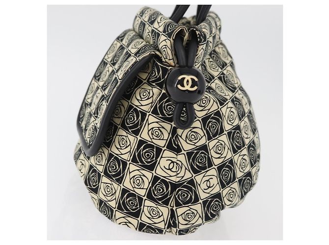 CHANEL Camelia Tote Bag Canvas Black Silver CC - vista 4
