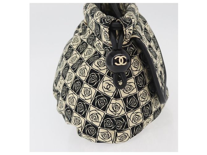 CHANEL Camelia Tote Bag Canvas Black Silver CC - vista 5