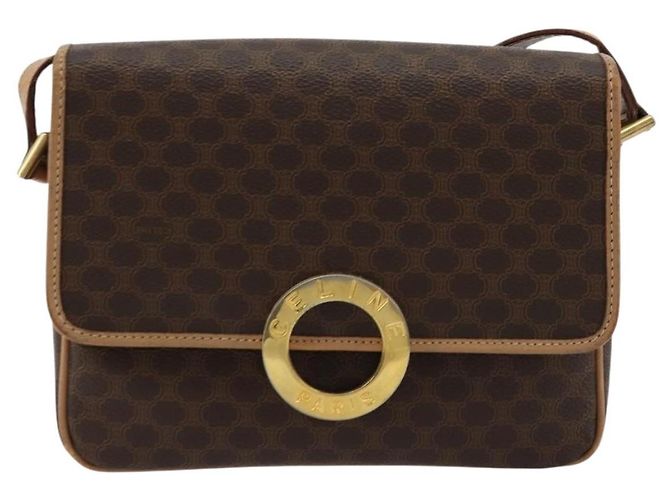 Céline CELINE Macadam Canvas Shoulder Bag PVC Leather Brown Gold - vista 2