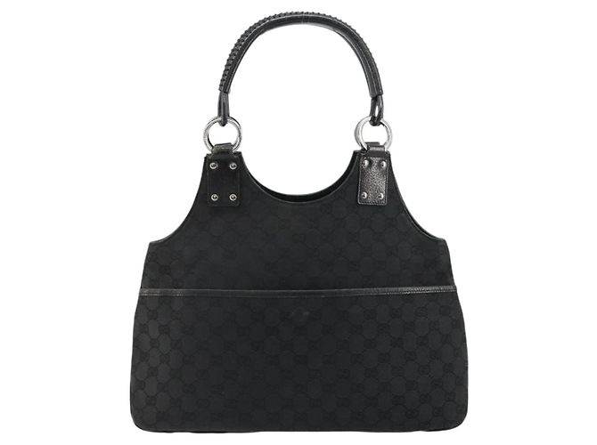 GUCCI GG Canvas Hand Bag Black Silver 132260 - vista 2