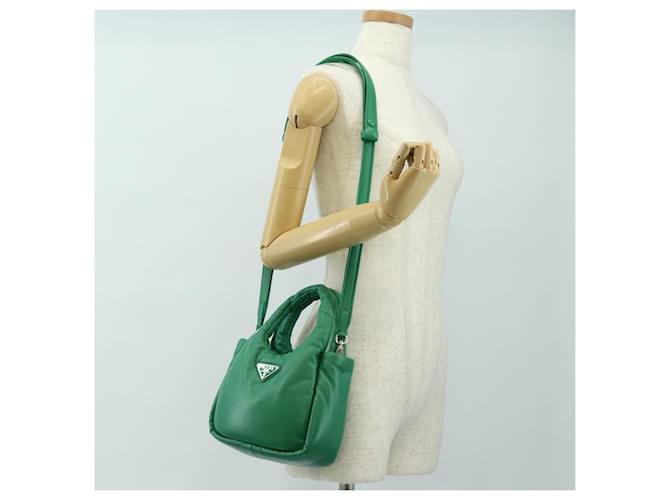 PRADA Hand Bag Leather 2way Green Silver - vista 25