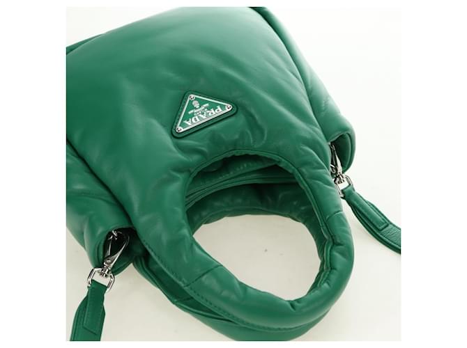 PRADA Hand Bag Leather 2way Green Silver - vista 6