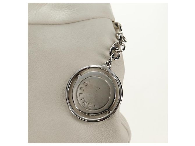 Céline CELINE Chain Shoulder Bag Leather 2way White Silver - vista 21