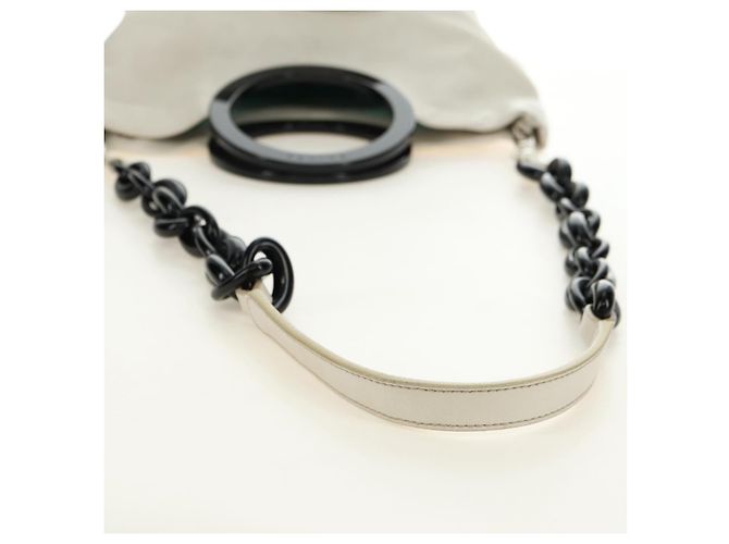 Céline CELINE Chain Shoulder Bag Leather 2way White Silver - vista 9