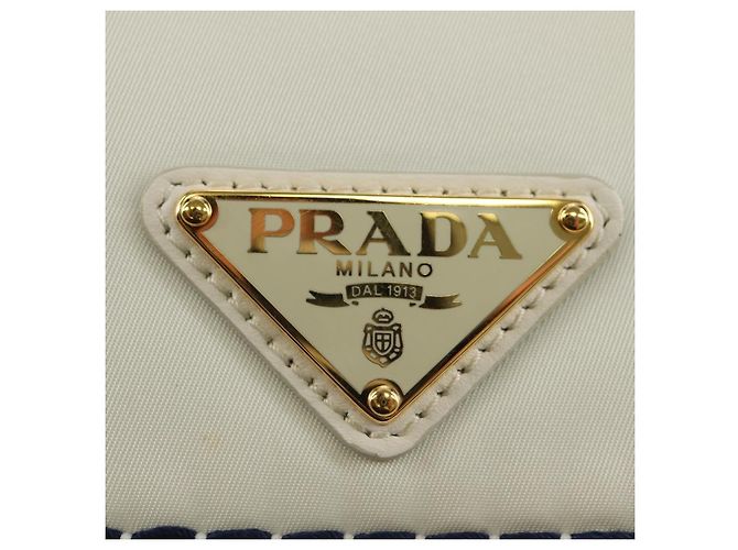 PRADA Chain Shoulder Bag Nylon White Gold - vista 20