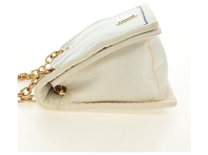 PRADA Chain Shoulder Bag Nylon White Gold - vista 3