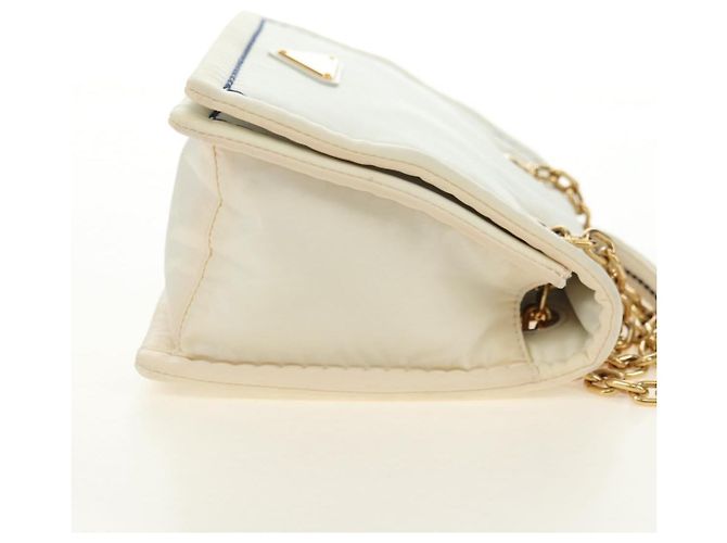 PRADA Chain Shoulder Bag Nylon White Gold - vista 4