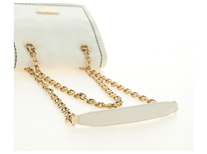PRADA Chain Shoulder Bag Nylon White Gold - vista 7