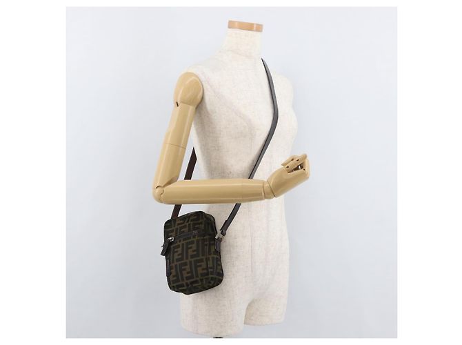 FENDI Zucca Canvas Shoulder Bag Black Brown - vista 23