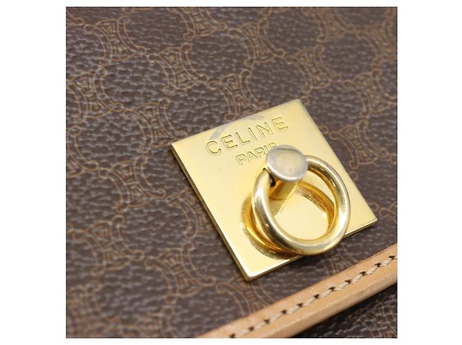 Céline CELINE Macadam Canvas Backpack PVC Leather Brown Gold - vista 18