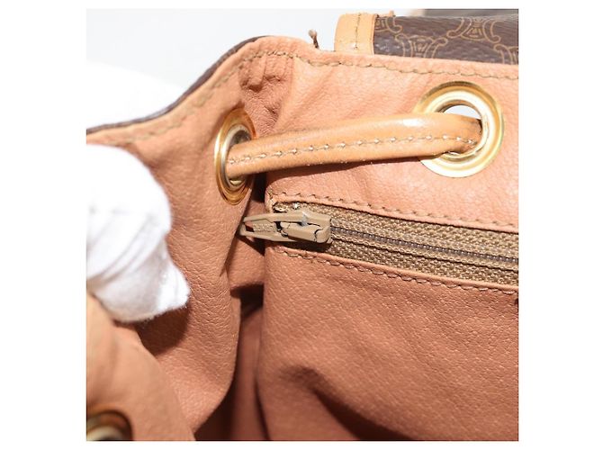 Céline CELINE Macadam Canvas Backpack PVC Leather Brown Gold - vista 21