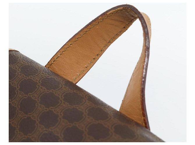 Céline CELINE Macadam Canvas Backpack PVC Leather Brown Gold - vista 8