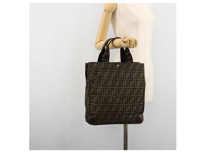 FENDI Zucca Canvas Handtasche Schwarz Braun - Ansicht 18