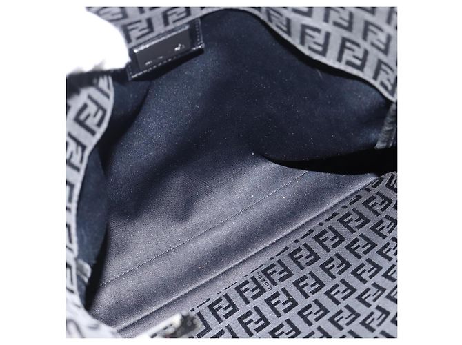 FENDI Bolsa de mão em lona Zucchino Preta Prata - vista 11
