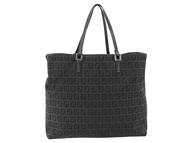 FENDI Bolsa de mão em lona Zucchino Preta Prata - vista 13