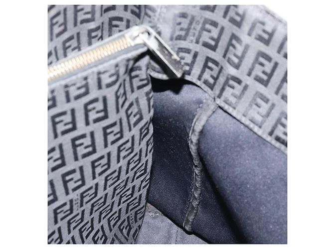 FENDI Bolsa de mão em lona Zucchino Preta Prata - vista 19