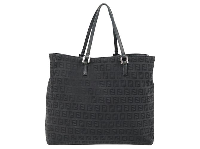 FENDI Bolsa de mão em lona Zucchino Preta Prata - vista 2