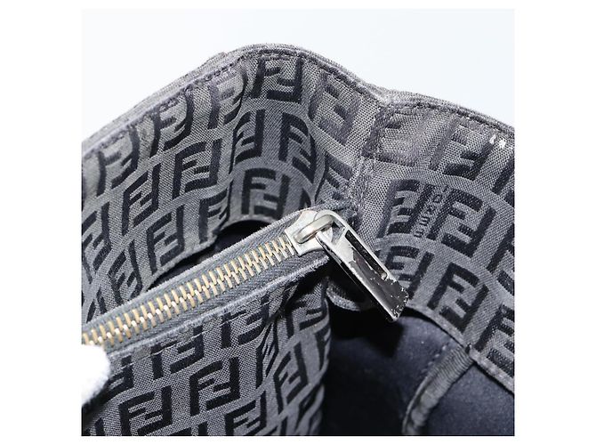 FENDI Bolsa de mão em lona Zucchino Preta Prata - vista 20