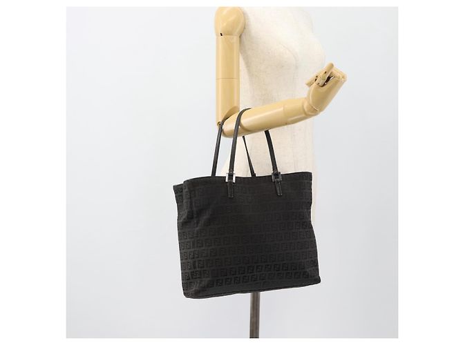 FENDI Bolsa de mão em lona Zucchino Preta Prata - vista 23