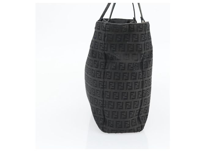 FENDI Bolsa de mão em lona Zucchino Preta Prata - vista 3