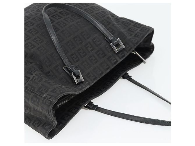 FENDI Bolsa de mão em lona Zucchino Preta Prata - vista 6