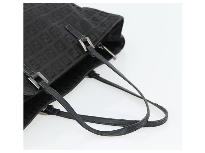 FENDI Bolsa de mão em lona Zucchino Preta Prata - vista 7