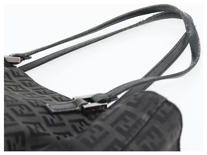 FENDI Bolsa de mão em lona Zucchino Preta Prata - vista 8