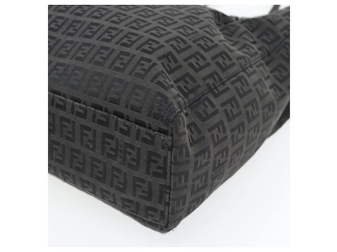 FENDI Bolsa de mão em lona Zucchino Preta Prata - vista 9