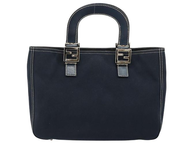 FENDI Hand Bag Canvas Navy Silver - vista 2