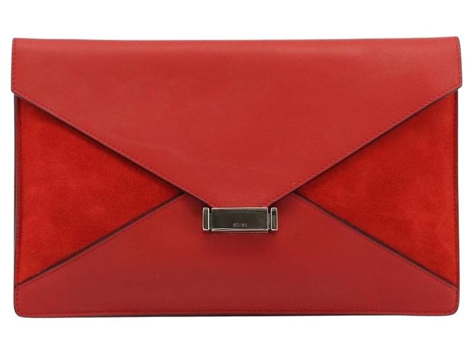 Céline CELINE Clutch Bag Leather Red Silver - vista 2