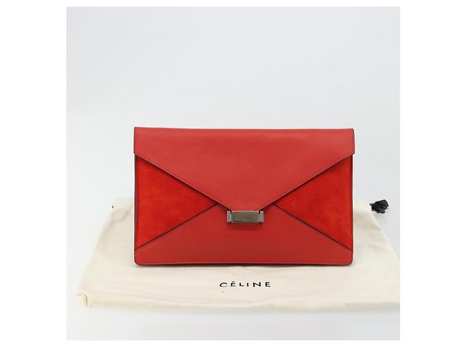 Céline CELINE Clutch Bag Leather Red Silver - vista 22