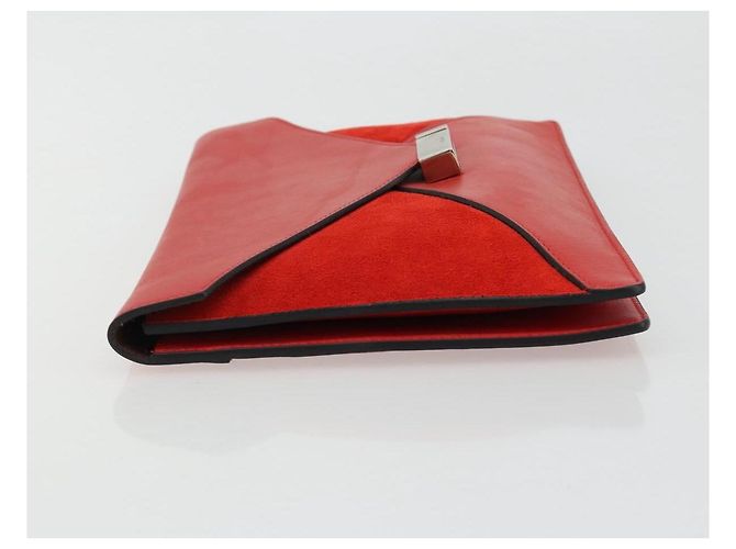 Céline CELINE Clutch Bag Leather Red Silver - vista 5