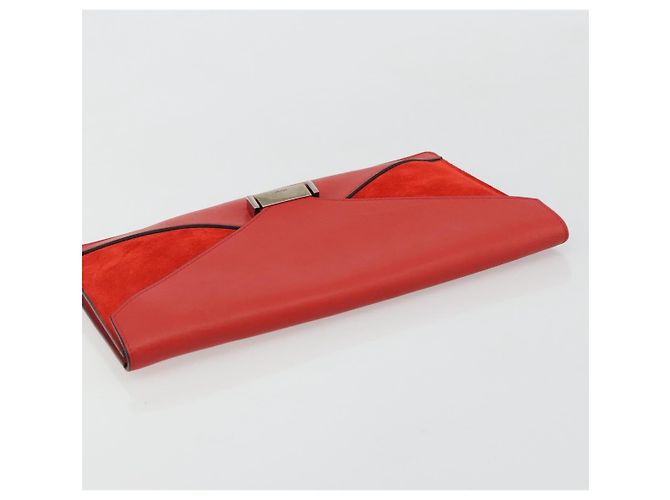 Céline CELINE Clutch Bag Leather Red Silver - vista 6