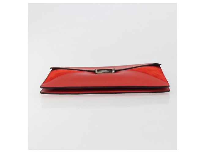 Céline CELINE Clutch Bag Leather Red Silver - vista 7