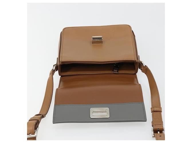 PRADA Shoulder Bag Leather Brown Silver - vista 18