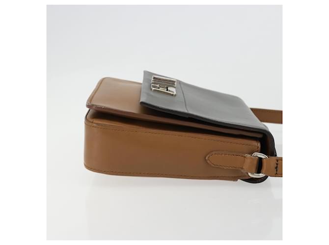 PRADA Shoulder Bag Leather Brown Silver - vista 4