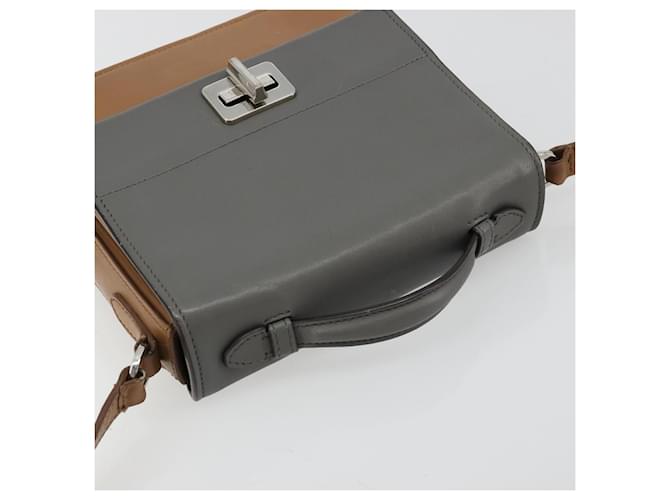 PRADA Shoulder Bag Leather Brown Silver - vista 6