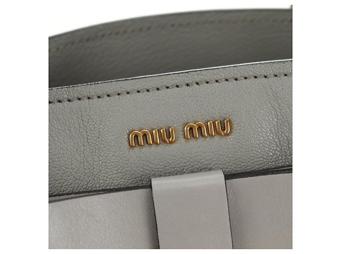 Miu Miu Hand Bag Leather Gray Gold - vista 17