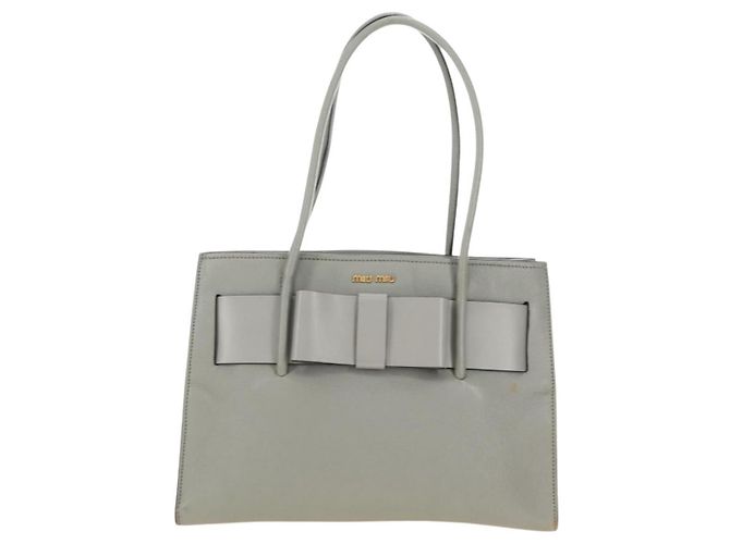 Miu Miu Hand Bag Leather Gray Gold - vista 2