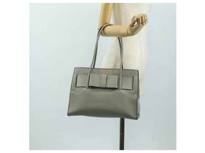 Miu Miu Hand Bag Leather Gray Gold - vista 26