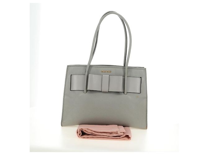 Miu Miu Hand Bag Leather Gray Gold - vista 27