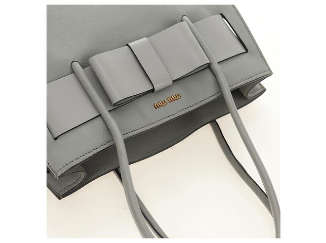 Miu Miu Hand Bag Leather Gray Gold - vista 8