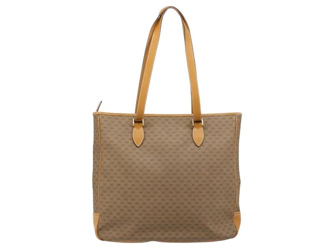 GUCCI Micro GG Supreme Tote Bag PVC Beige Gold - vista 3