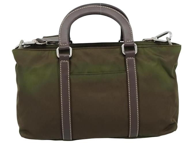 PRADA Hand Bag Nylon 2way Khaki Silver - vista 2