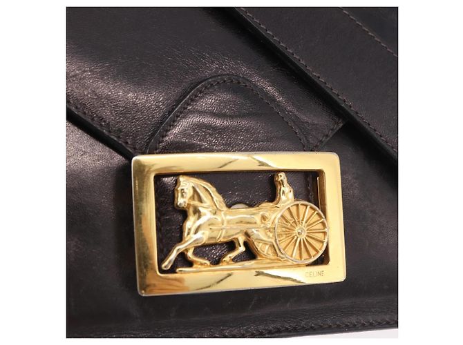 Céline CELINE Horse Carriage Shoulder Bag Leather Black Gold - vista 14
