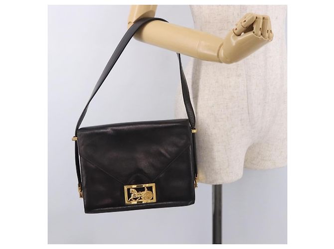 Céline CELINE Horse Carriage Shoulder Bag Leather Black Gold - vista 27